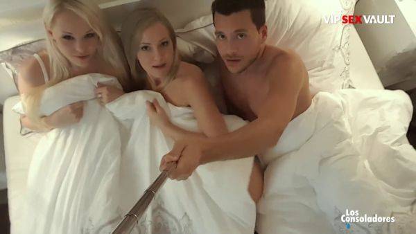 Lola Taylor joins two horny guys for a wild threesome with a cum-covered finish - sexu.com - Russia - Spain on v0d.com