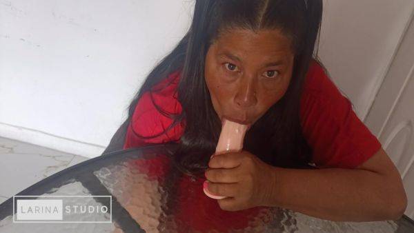 Sexy Mature Colombian Debuts Her New Dildo By Giving It A Wet Blowjob - hclips.com - Colombia on v0d.com