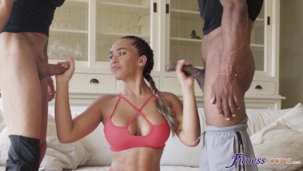Fitness Threesome - Big Tits Tight Fit Babe Needs 2 Cock Workout - Jesus Reyes - xtits.com - Russia on v0d.com