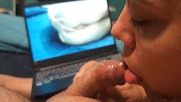 Watching My Porn While Giving Handjob - hclips.com on v0d.com