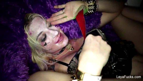 Leya Falcon takes on Harley Quinn's BBC in interracial porn video - sexu.com on v0d.com