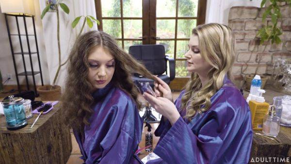 Hairdressing salon and two horny lesbians Elena Koshka and Bunny Colby in it - anysex.com on v0d.com
