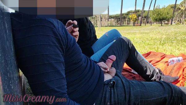 French Teacher Handjob Amateur On Public Park To Student With Cumshot With Miss Creamy - videomanysex.com - France on v0d.com