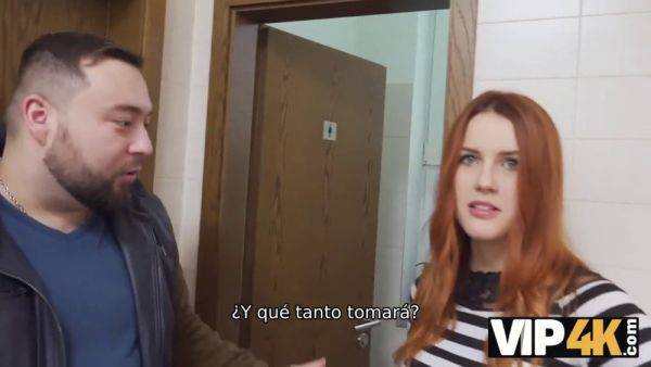 Watch as a hot redhead teen gets cuckolded by her wealthy friend in a public restroom - sexu.com on v0d.com