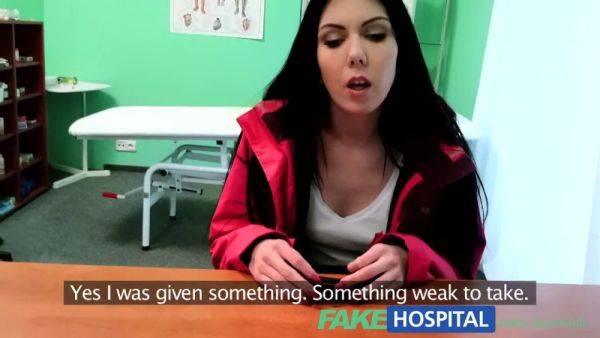 Hot brunette patient moans in pleasure while being examined in hospital by a nurse - sexu.com on v0d.com