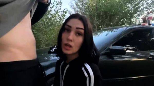 Brunette gives mass blowjob outdoors - drtuber.com on v0d.com