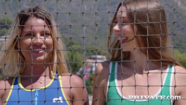 Mary Popiense and Angel Rivas Practice Strip Volleyball - hotmovs.com on v0d.com