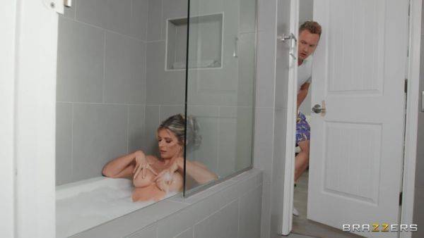 Spicy sex treat for mommy after the needy stepson spies on her in the tub - xbabe.com on v0d.com