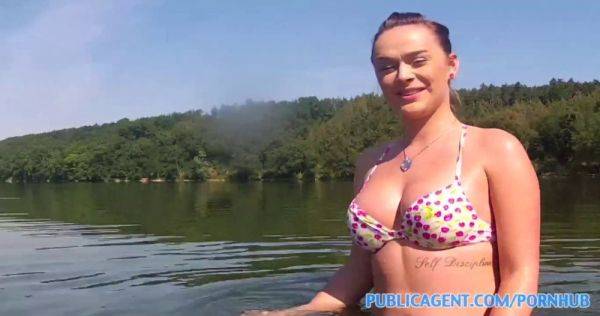 Bikini babe with huge tits gets pounded on the lake in POV reality video - sexu.com on v0d.com