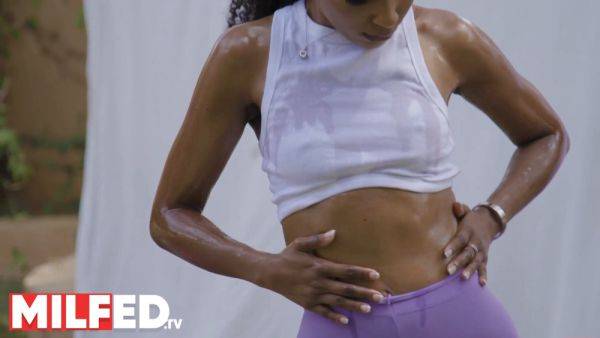 Sneaking on MILF neighbor's workout to watch her work out - MILFED - sexu.com on v0d.com