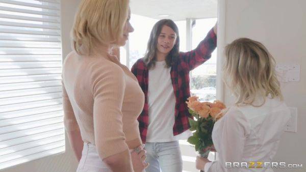 Long-haired dude fucks two busty MILFs-next-door - xtits.com on v0d.com