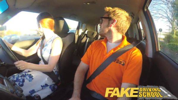 Zara DuRose gets her ginger bush out in a fake driving school POV video - sexu.com on v0d.com