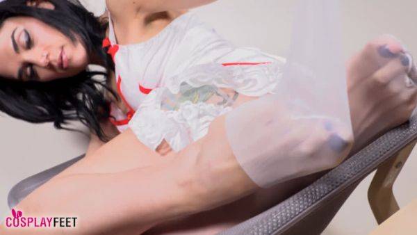 Teasing nurse in white smooth stockings gives you a boner - txxx.com on v0d.com