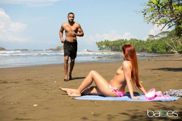 Gala Brown pleasures sporty black dude on the beach - xhand.com on v0d.com