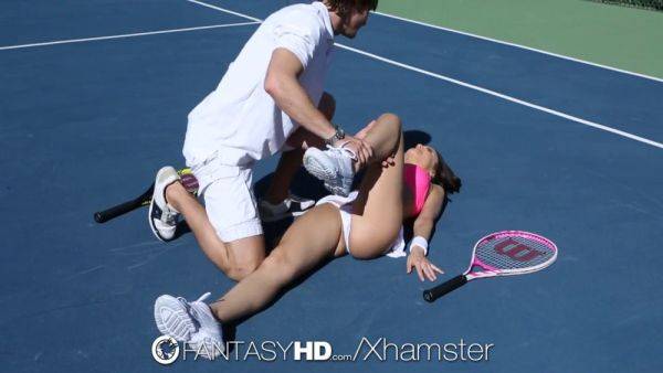 Watch Dillion Harper get her tight pussy pounded on a tennis court by a big dick - sexu.com on v0d.com