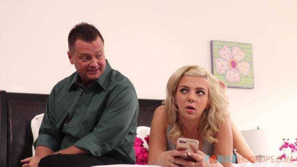 Young blonde is surprise by stepdad's proposals regarding her young pussy - hellporno.com on v0d.com