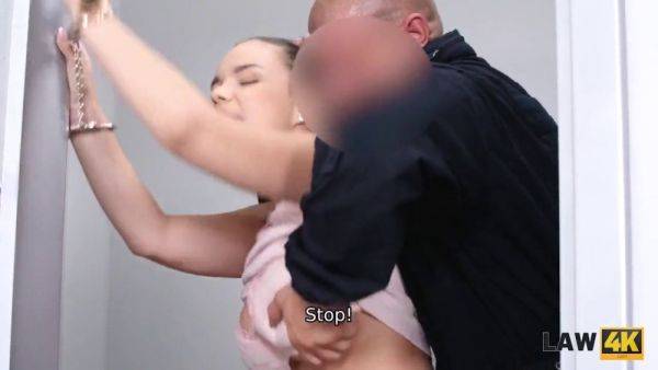 Sofia Lee, a chubby teen thief, sucks cock while being arrested by the police - sexu.com on v0d.com