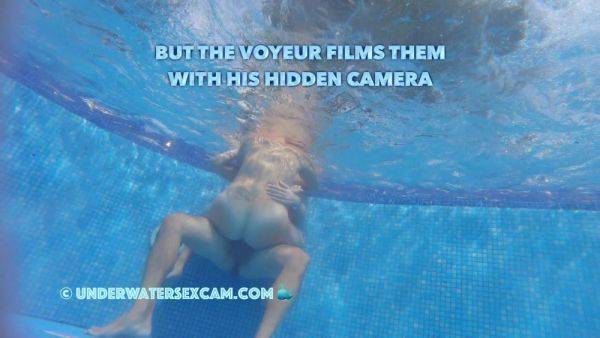This couple thinks no one knows what they are doing underwater in the pool but the voyeur does - hclips.com on v0d.com