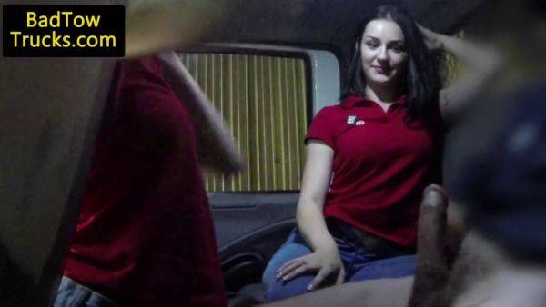 Lucky amateurs share driver's hard cock after getting stranded in a truck - sexu.com on v0d.com