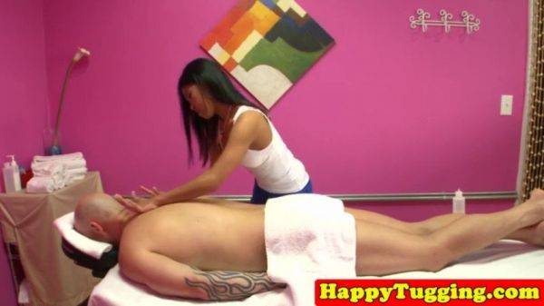 Watch this Asian masseuse get off on a hard dick and jerk off until she's covered in cum - sexu.com on v0d.com