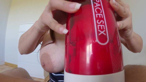 Redhead Gives Her Lover An Amazing Handjob With An Impressive Explosion Of Cum. Pov Of Huge Natural Tits - upornia.com on v0d.com