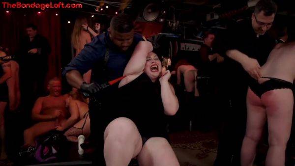 Busty BDSM public redhead whipped in front of voyeurs - hotmovs.com on v0d.com