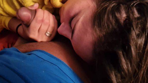 Real Blowjob To My Boyfriend I Get Horny Watching A Movie - hclips.com on v0d.com