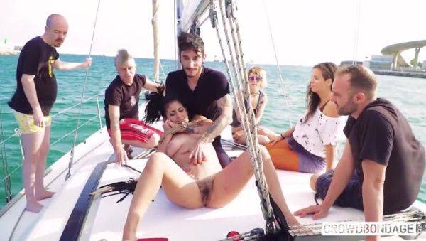 First Time BDSM Action: Spanish Aisha's Big Tit Threesome on a Boat - veryfreeporn.com - Spain on v0d.com