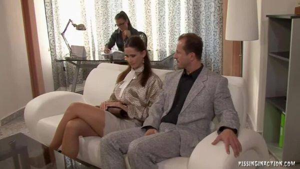 Elegant Threesome with Pepper & Simon: Lingerie, Stockings, and Piss Play - porntry.com on v0d.com