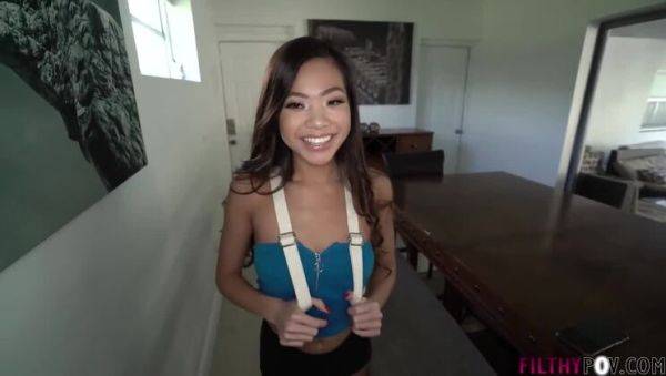 Asian Nanny Vina Sky Satisfies Step-father's Kinks with Handjob & Deepthroat - porntry.com on v0d.com