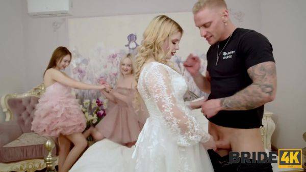 Bridesmaids and braid found out that the groom is cheating, so they fucked a best man in a FFFM - anysex.com - Russia on v0d.com