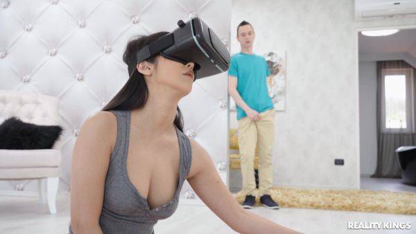 VR fantasy sex turns into reality once her stepbrother walks in on her - xbabe.com on v0d.com