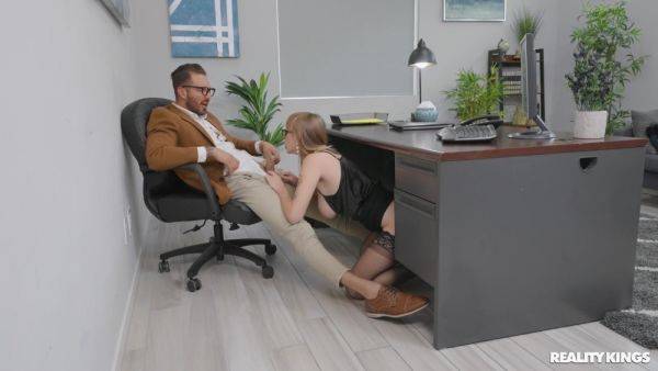 Nerdy secretary devours cock like a pro in addictive office kinks - xbabe.com on v0d.com