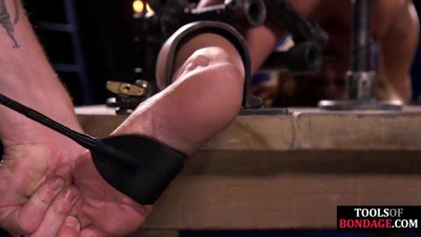 Poor BDSM MILF gets feet whipping lesson by CMNF master - hotmovs.com on v0d.com