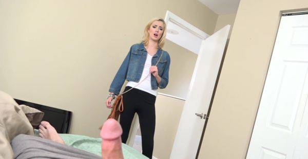 Slender young blonde handles the man's cock with great care in home POV - xbabe.com on v0d.com