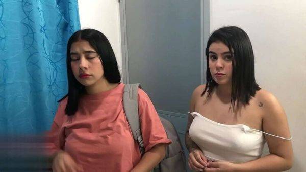 Latina Stepmom and Daughter Share Big Dick in Hotel Room - porntry.com on v0d.com