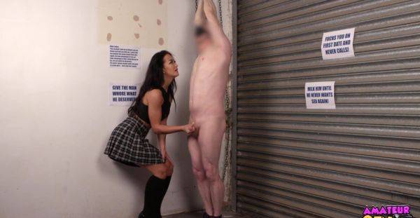 Skinny girl fulfills her CFNM desires with a rough femdom handjob - xbabe.com on v0d.com