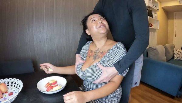 Asian Babe with Huge Natural Tits Gives Handjob and Interracial Sex - porntry.com - Japan on v0d.com