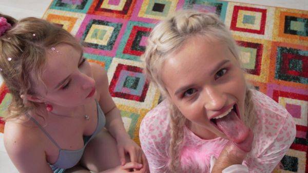 Teen and her bestie work the same dick in home POV FFM kinks - hellporno.com on v0d.com