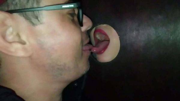 Latin Milf Takes Multiple Big Cocks at Public Gloryhole - porntry.com on v0d.com