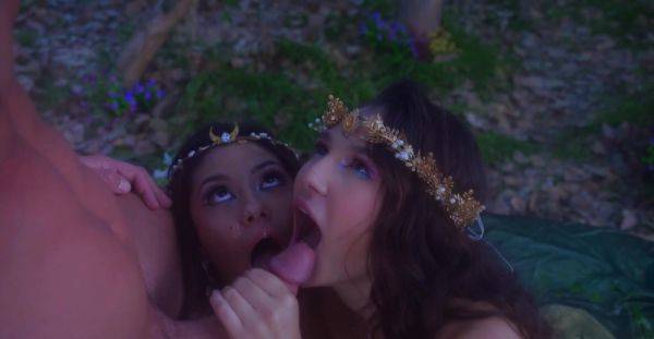 Adorable babes share cock together in very romantic FFM rounds - xbabe.com on v0d.com