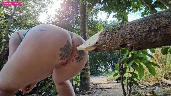Sexy Amateur Lorrany Exotica Takes Wood in the Woods - xxxfiles.com on v0d.com