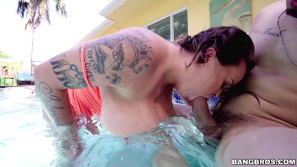 Brandy Talore gets pounded hard in the pool by a big-titted MILF - sexu.com on v0d.com