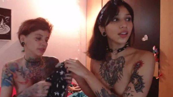 Two girls with tattoos show what they can do with hot pussy - anysex.com on v0d.com