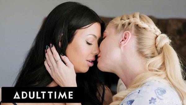 ADULT TIME - Shy Lesbian Serene Siren Loses Lesbian Virginity To Best Friend's Stepmom Holly Day! - txxx.com on v0d.com