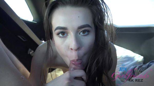 Slender babe combines blowjob with foot fetish in backseat POV - xbabe.com on v0d.com