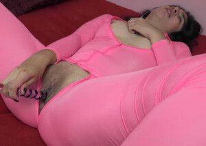 ChickPass - Latina slut Lucy Sunflower cums hard in her pink catsuit - hclips.com on v0d.com
