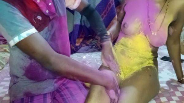 Desi Real Sex Video: On The Day Of Holi, Stepbrother-in-law Applied Abir On Stepsister-in-laws Breasts And Had Of Fun - desi-porntube.com - India on v0d.com