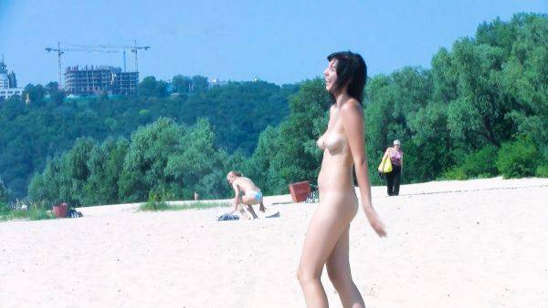 Hot nudist teen filmed by voyeur as she sits naked outside - hclips.com on v0d.com