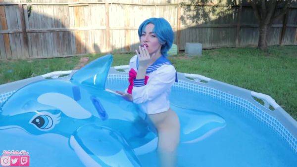 Amy Smokes On Inflatable Dolphin - videomanysex.com on v0d.com